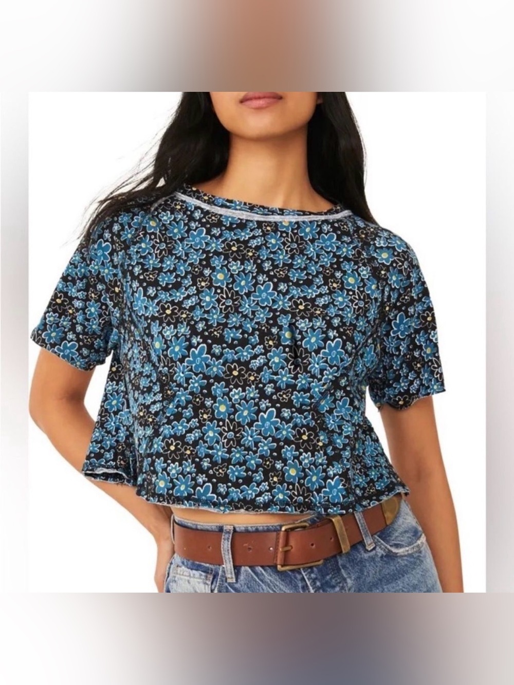 Free People Sammie Printed Tee In Dark Combo